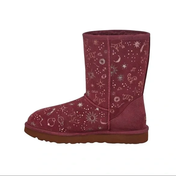 Ugg Wild Grape Classic Zodiac Short Suede Boots Women’s Size 6 Cozy Warm Classic - Picture 3 of 14